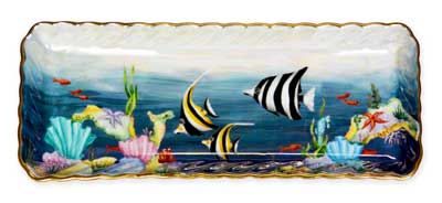 'Inspired by the Reef' dish hand painted by Anne Blake